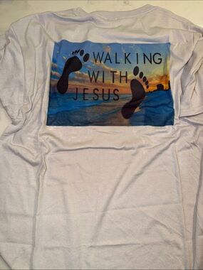 Walking With Jesus Graphic Short Sleeve Tee - White